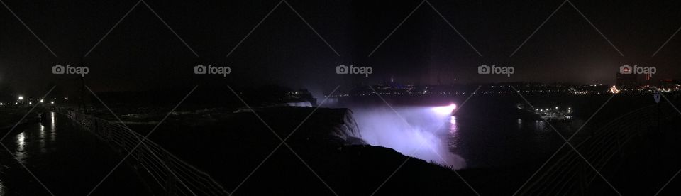 Niagara Falls, New York at night. US side