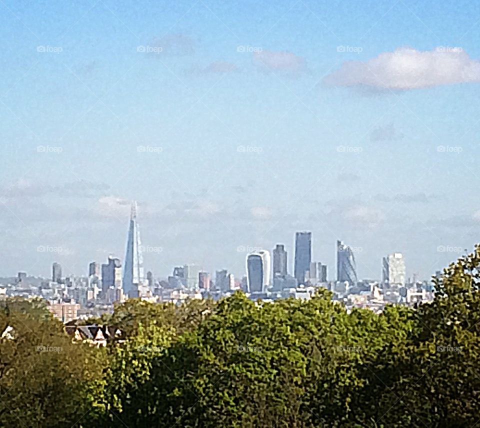 London skyline . London from Surrey Mount 7am
