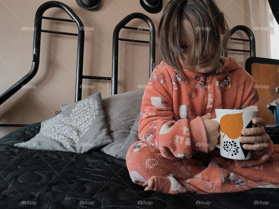 Morning portrait of little girl