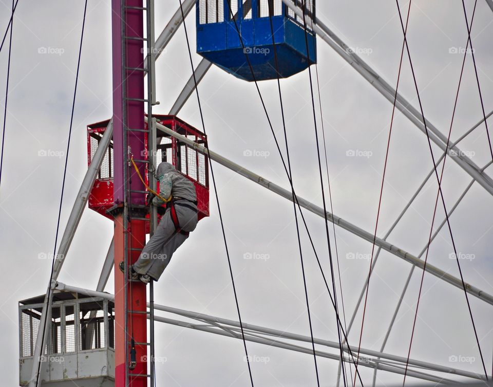 Jersey Shore. Hurricane Sandy destroyed the iconic Ferris wheel of Seaside Heights. This photo was taken during the Summer of sandy.