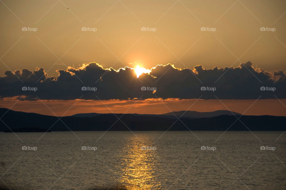 Sunset on Lake Winnepesaukee in New Hampshire