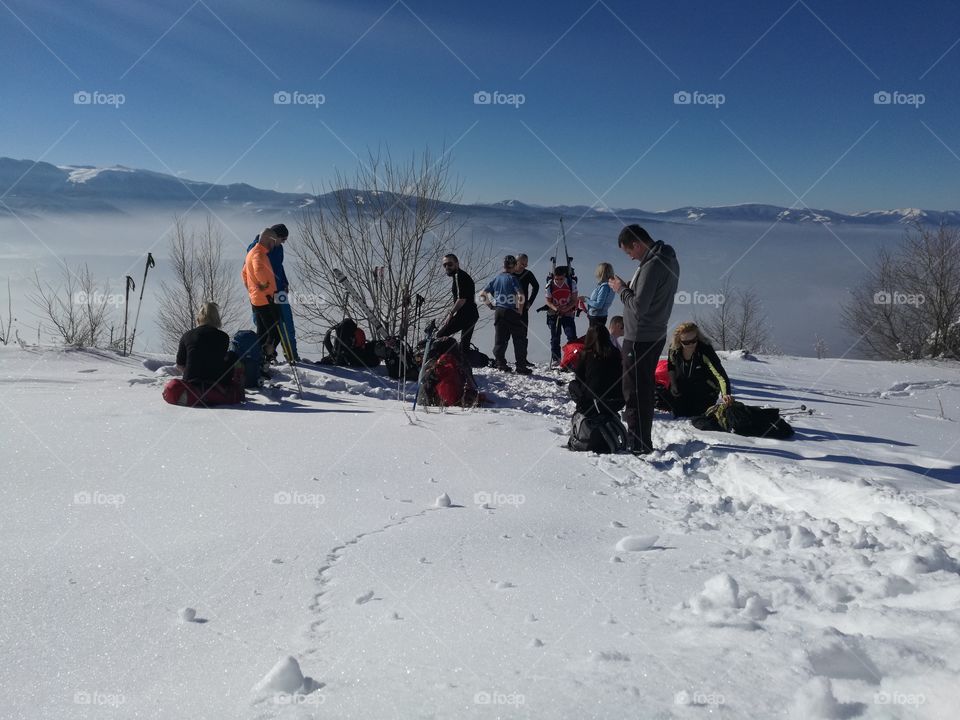 winter snow mountain people hiling