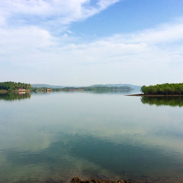 Morning reflection . River in Goa