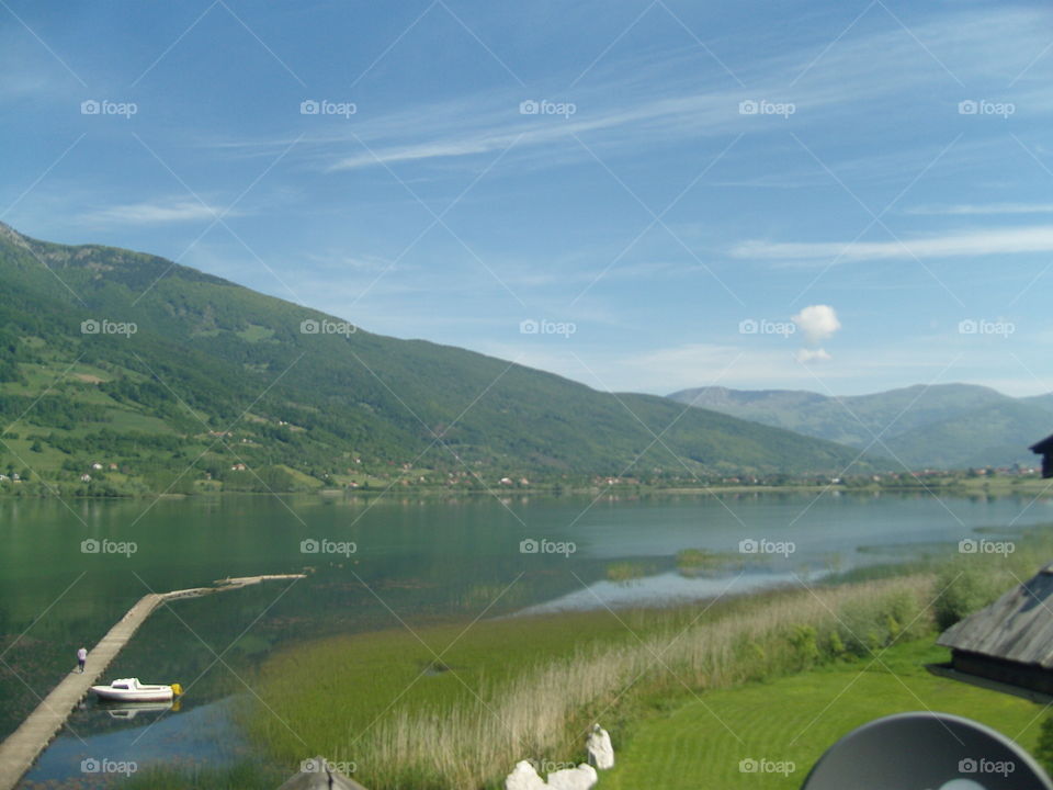Plav lake Montenegro water surface of the lake in summer