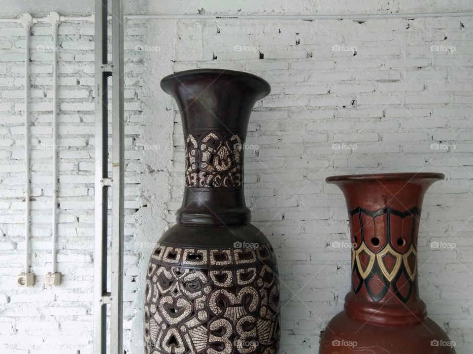 decorative vases from clay material