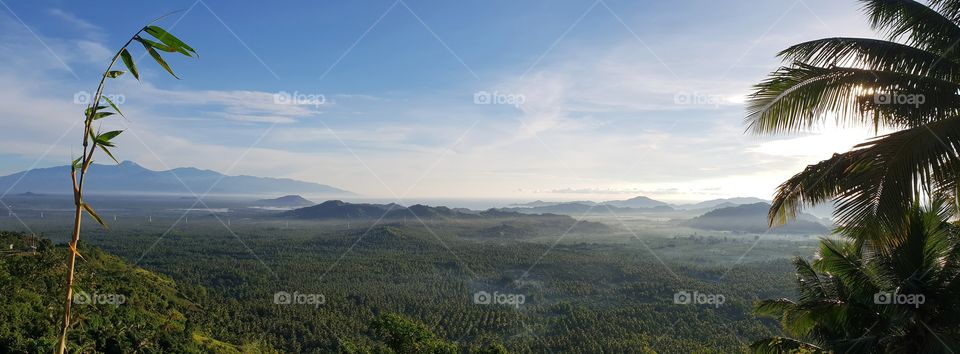 beautiful fog and mountains scene