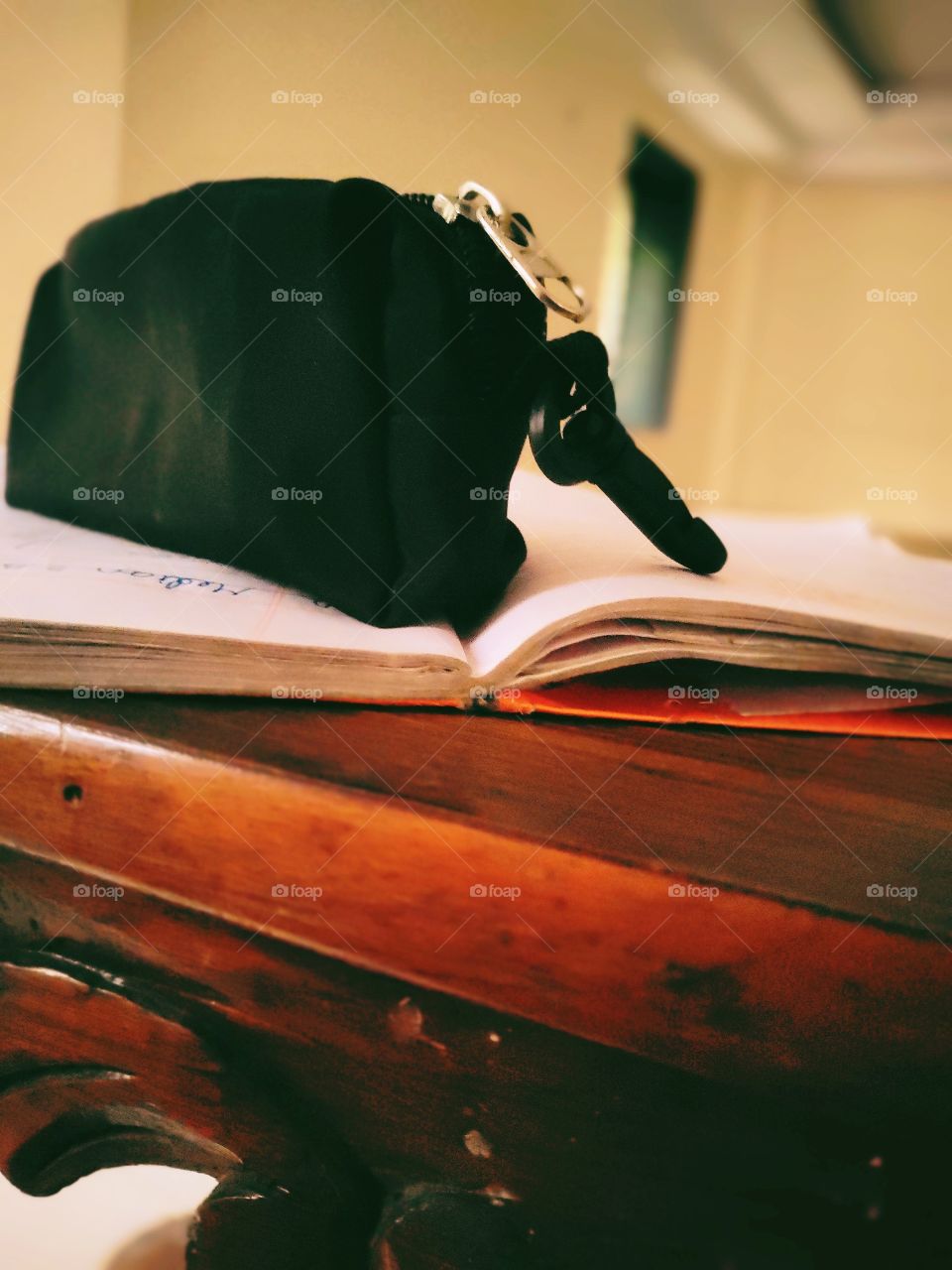 notebook and pouch on the table