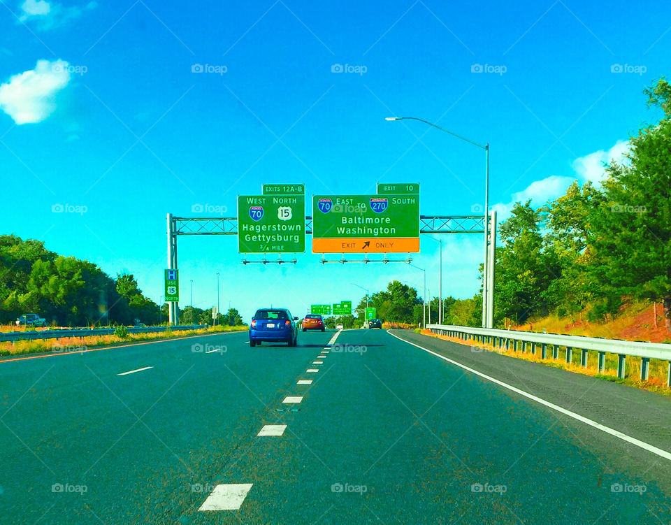 Interstate travel toward Washington D.C.