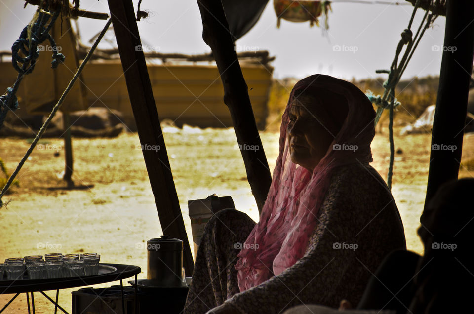 Berber woman in a tent