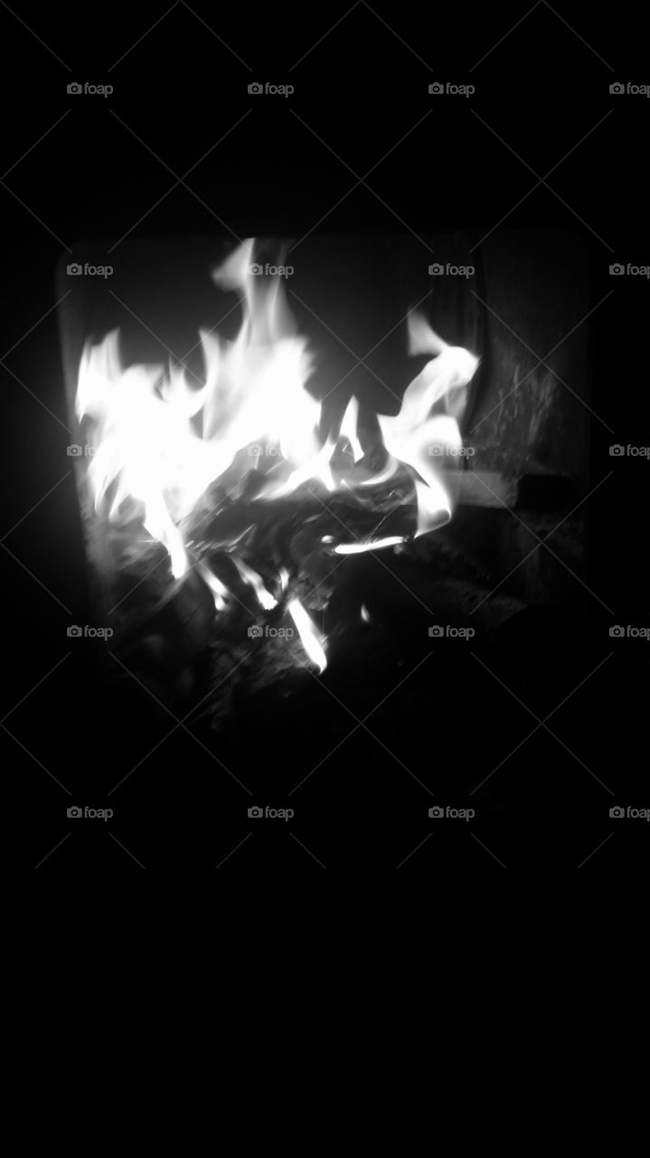 black and white fire