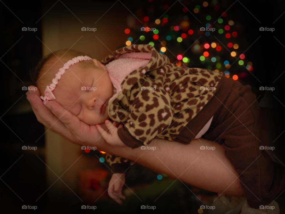 pink baby christmas sleeping by mphotos