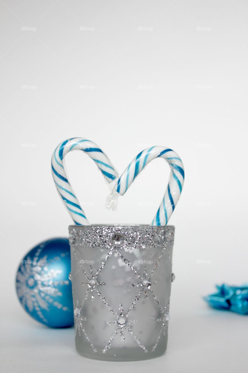 Blue candy cane heart shape 