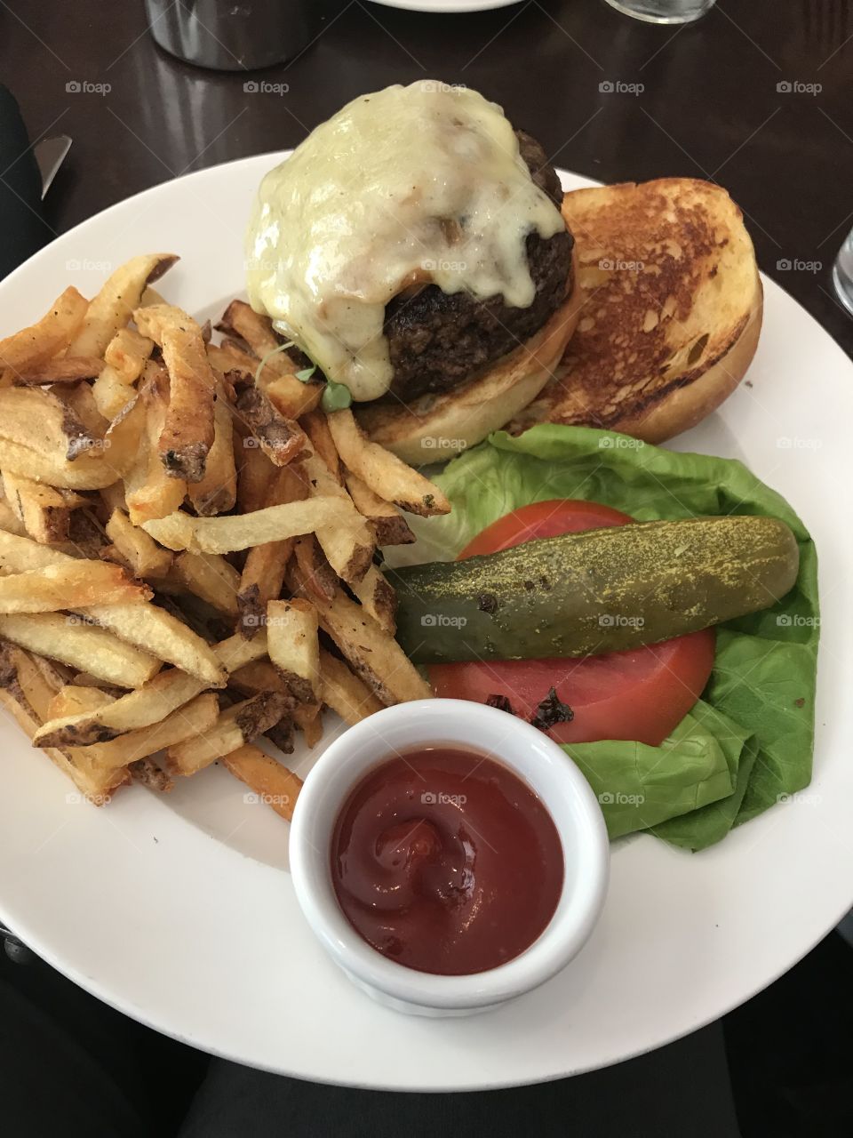 Delicious burger and fries 