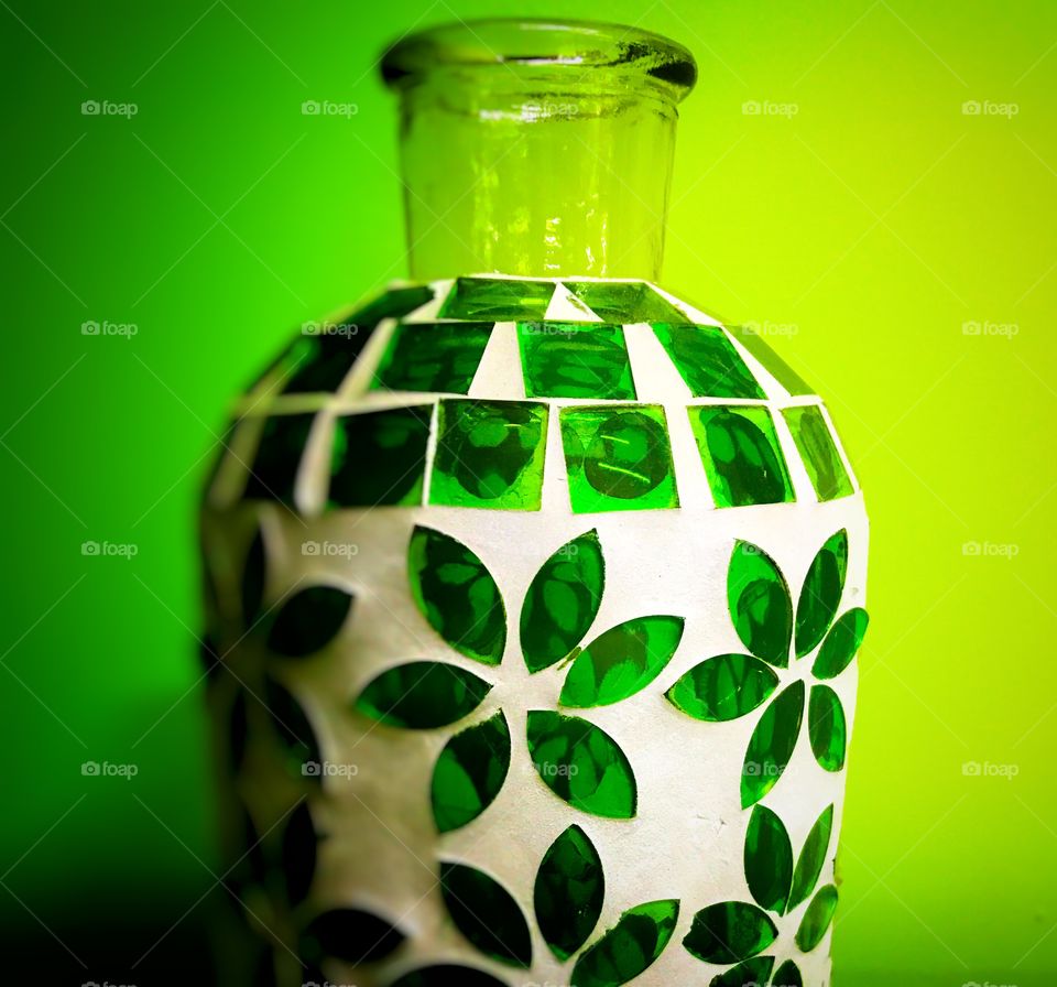 Green mosaic vase
