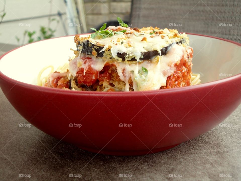 Eggplant parmigiana, homemade