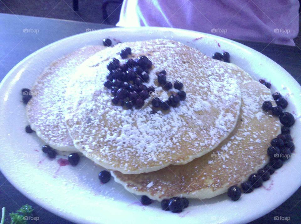 Pancakes and Fresh  Blueberries