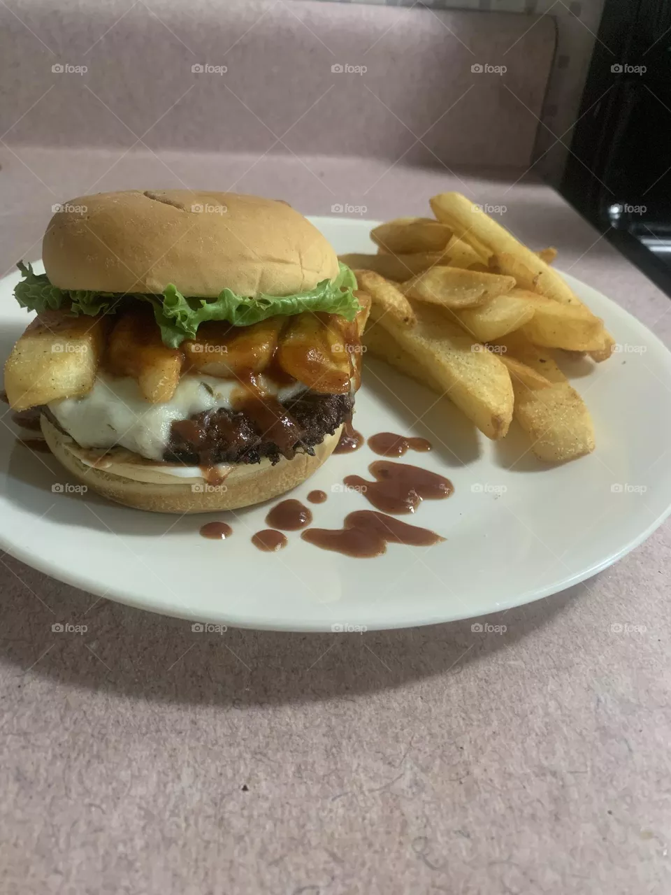 Burger and fries