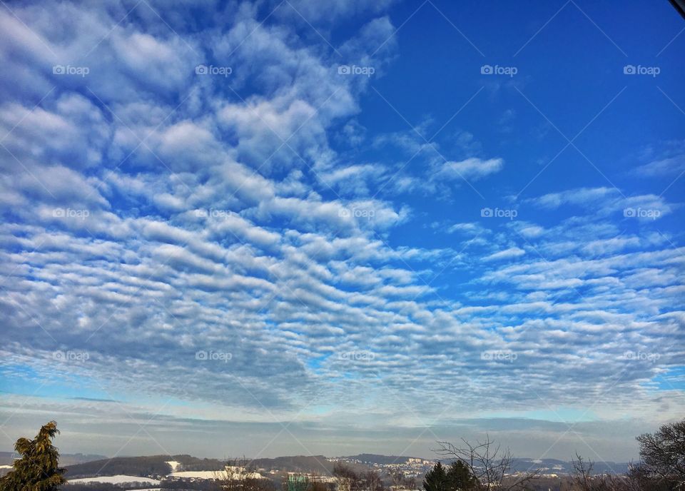 Scenic vie of clouds over town