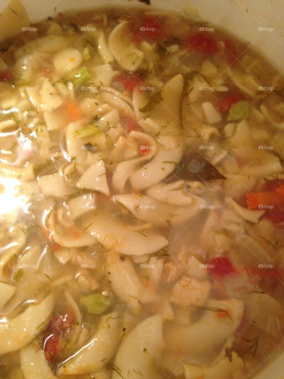 Homemade Autumn chicken noodle soup 
