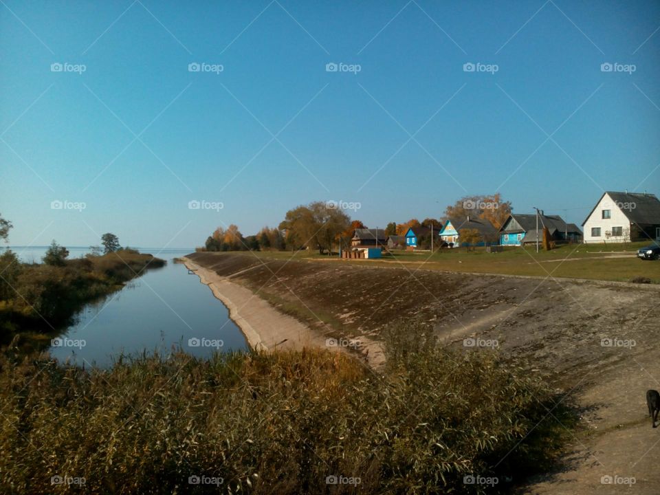 countryside beautiful nature landscape houses and lake