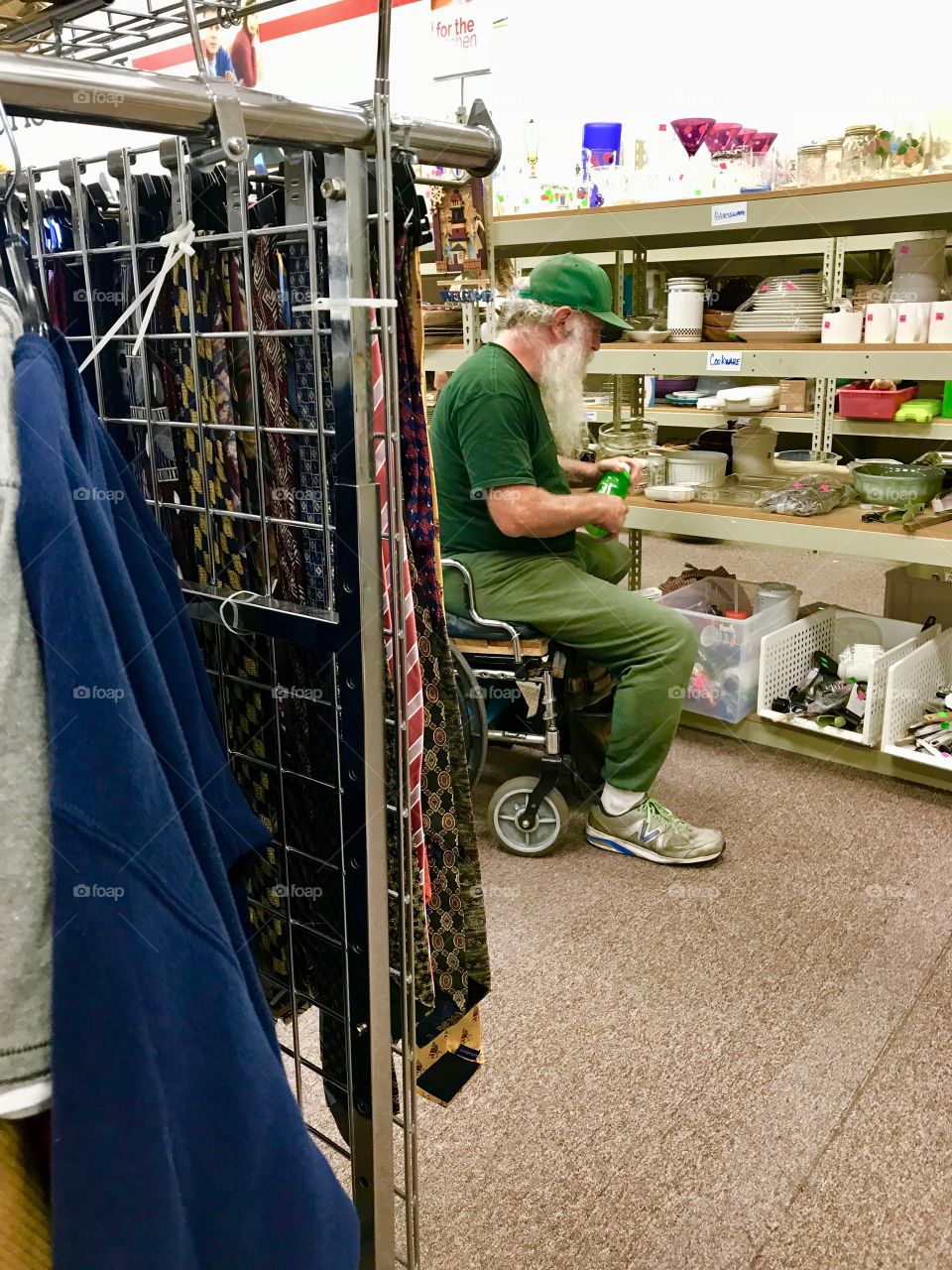 Shopping at a thrift store 