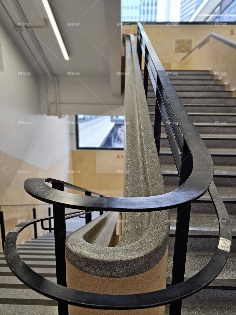 The staircase in Hong Kong Central Market,  a historic building in the revitalization project under Urban Renewal Authority and managed by the China chemical Group