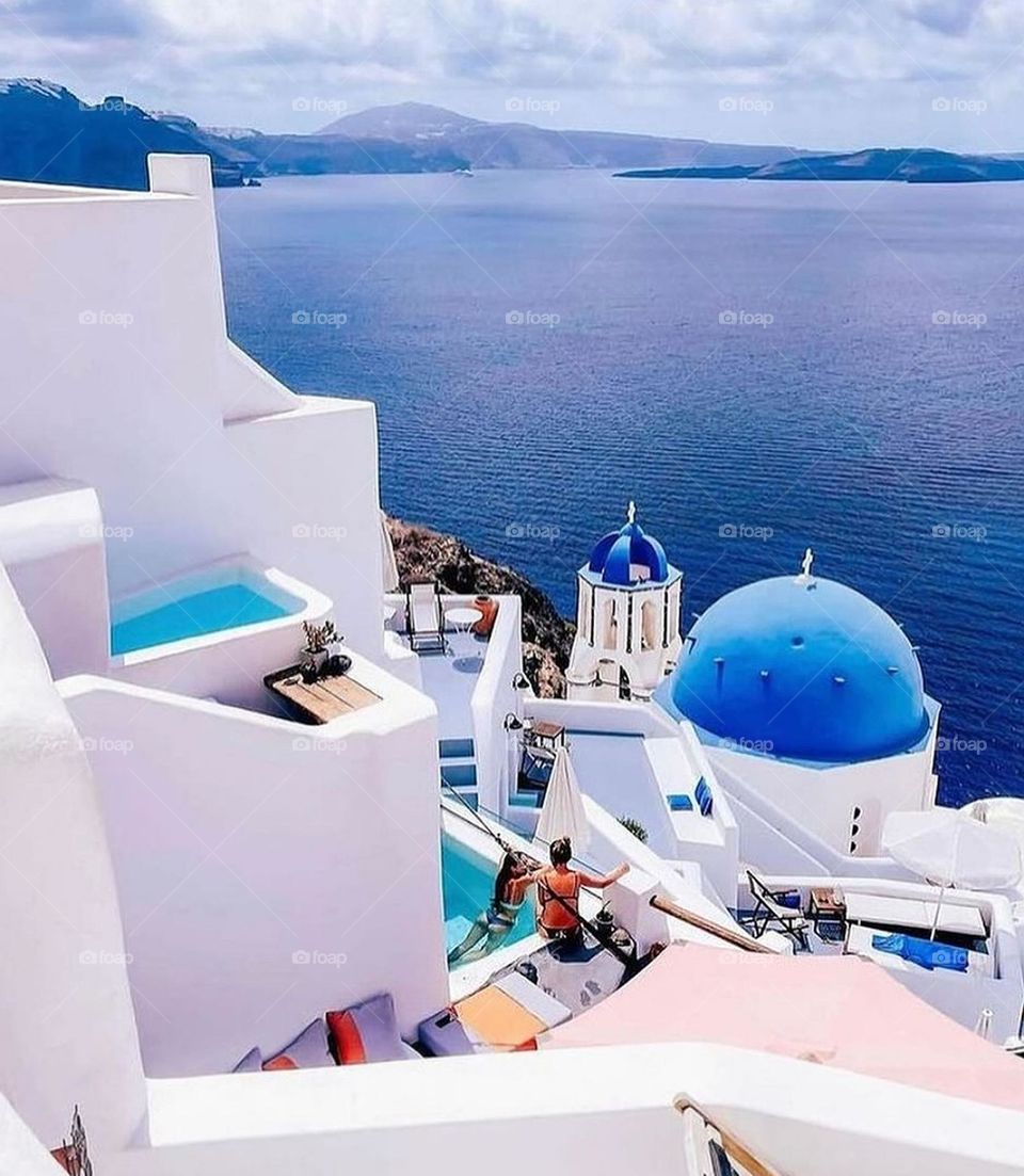 Amazing combination of blue and white which gives a different view to my shoot. - Santorini ,Greece