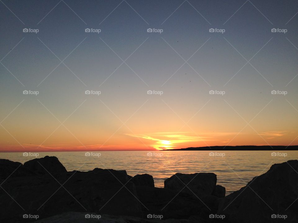 Michigan sunset . Over the lake in Bay View