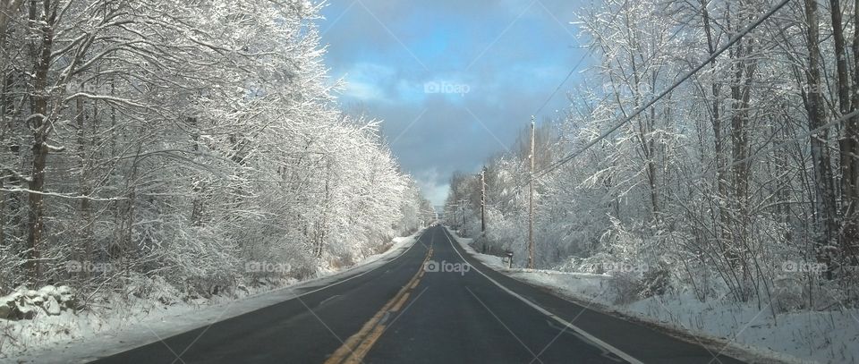 An absolutely gorgeous drive through snowy upstate New York