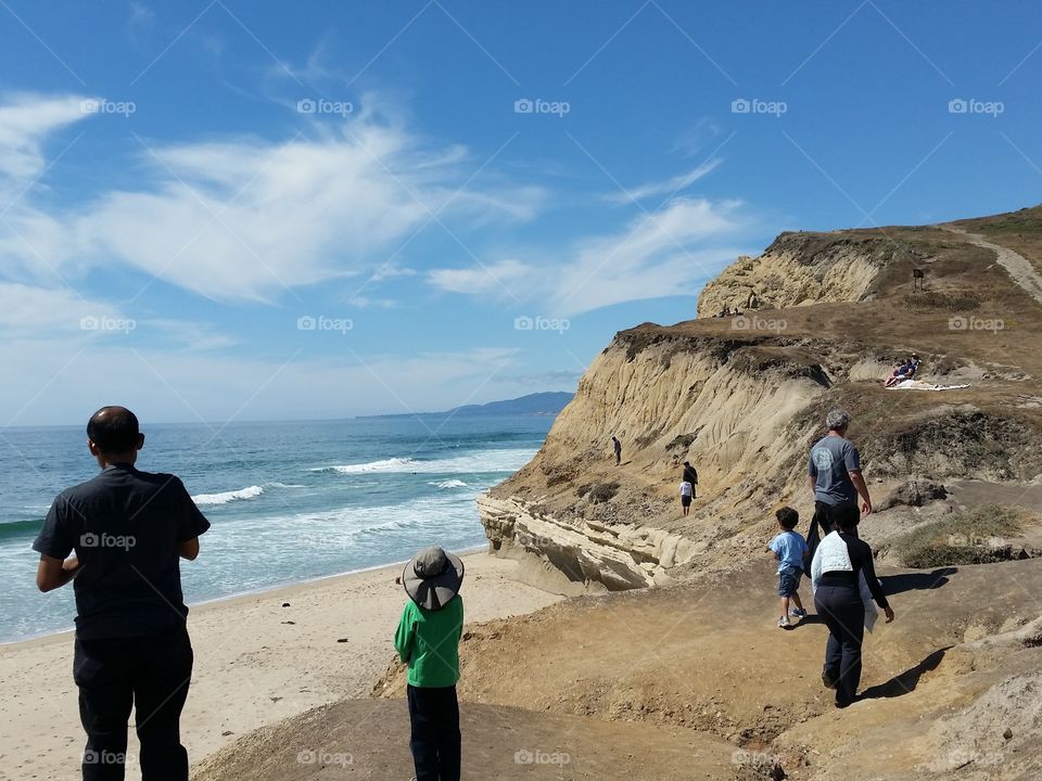 People heading towards beach