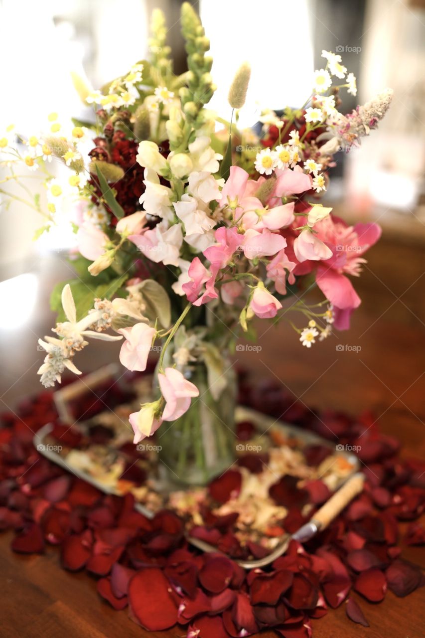 Fresh flowers from a local vendor at the farmers market in rural Missoula. 