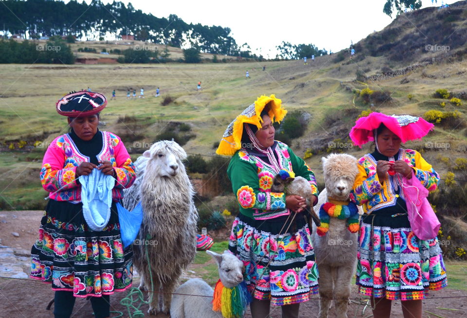 Colorful Peru. Peruvian women encountered during the tour of Cusco, selling souvenir items