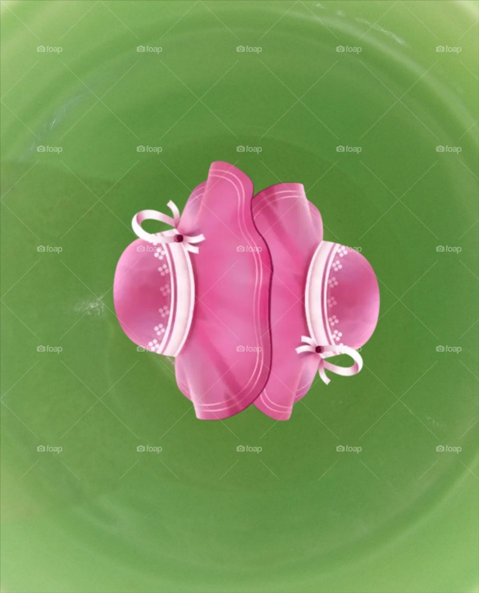 It is a childhood pink colour colour background directly above high angle view close up Green colour