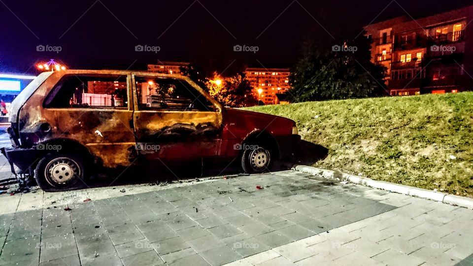 burned car