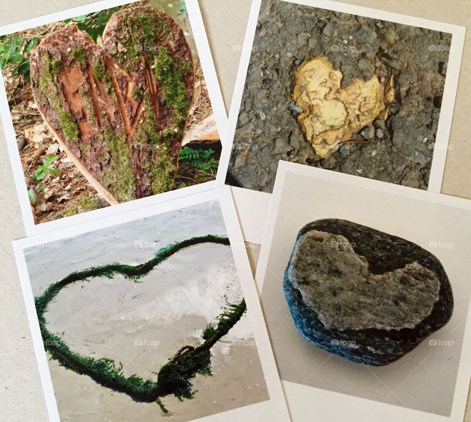 Natural hearts. Hearts made from natural materials