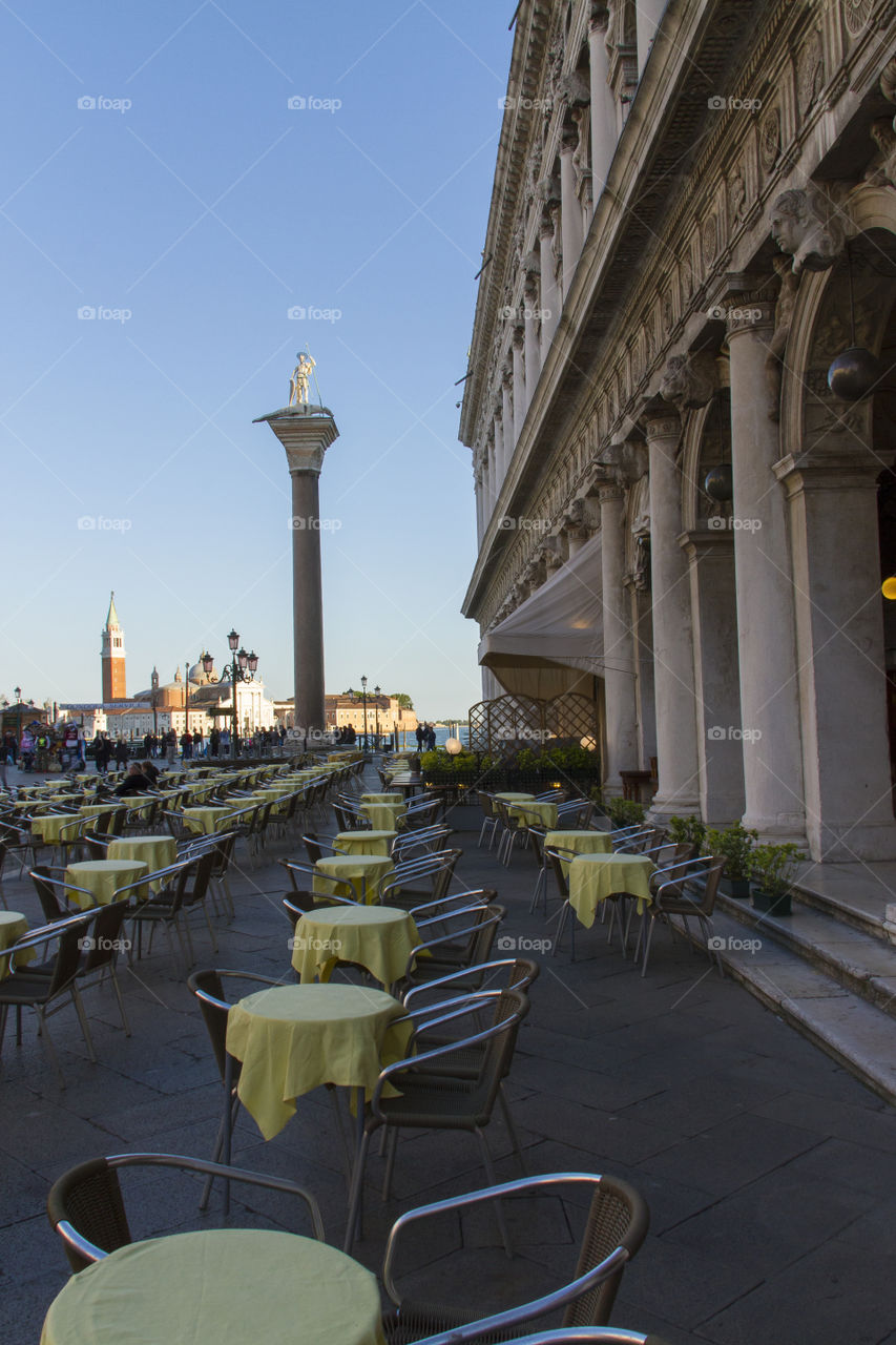 Cafe Terrace on San Marc's square, Venice. 