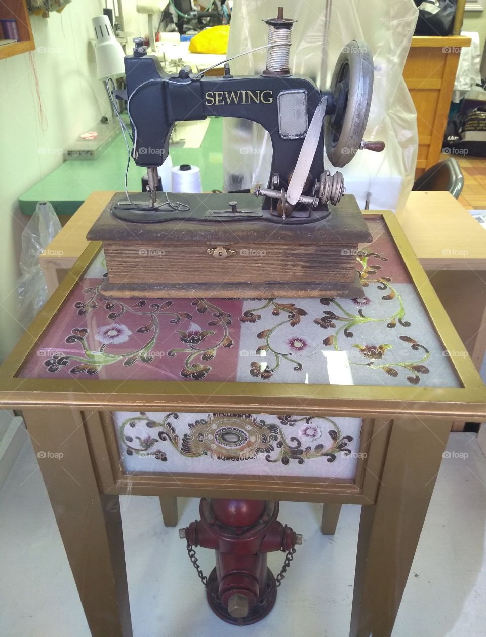 Mini Sewing Machine in Shop Window