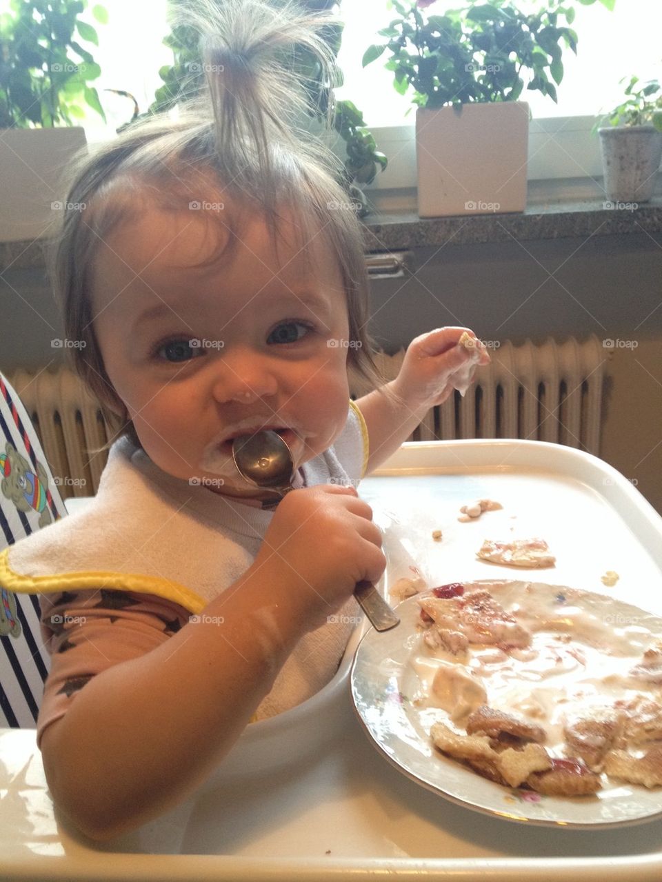 Babygirl , eating, Happy, smiling