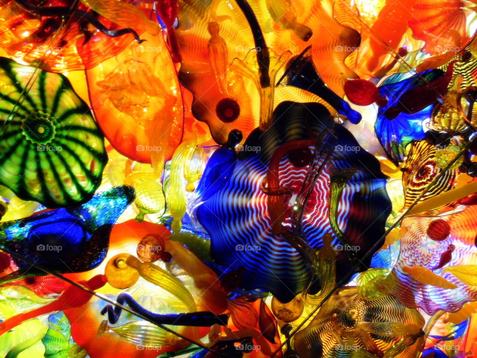 This is a pretty picture of colored blown glass taken at the Children’s Museum in Indianapolis Indiana.