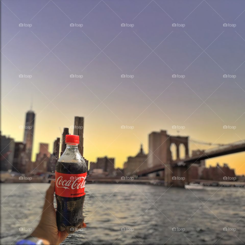 Sunset and a nice cold Coca-Cola 