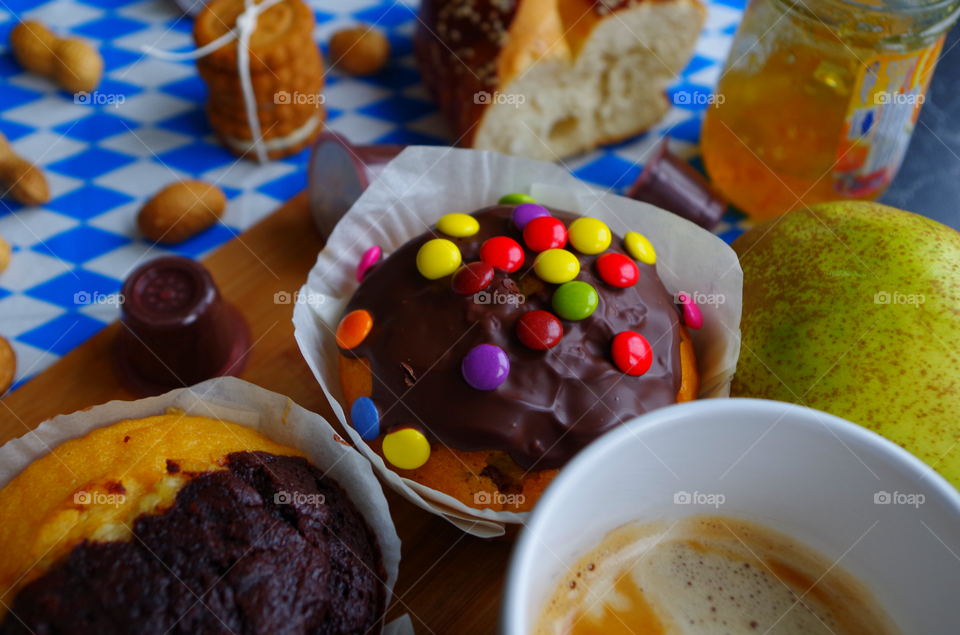 coffee time with chocolate muffins