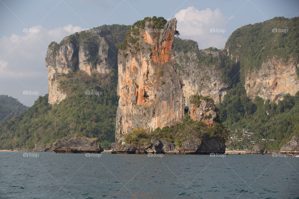 Island with rock mountain 