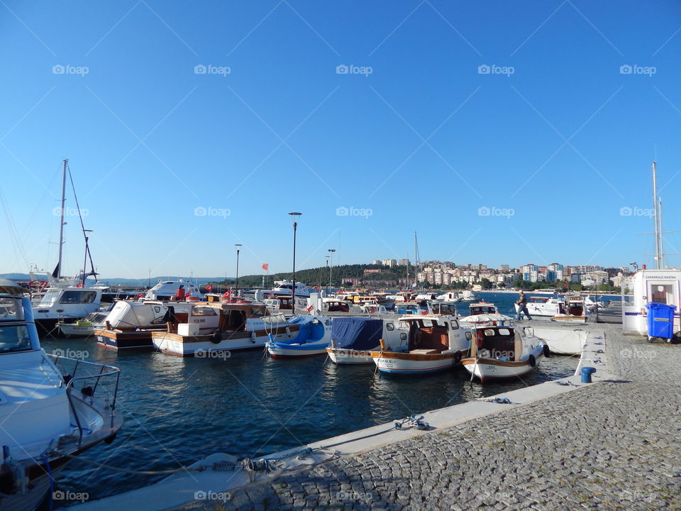 A port in Turkey with a beautiful array of boats 