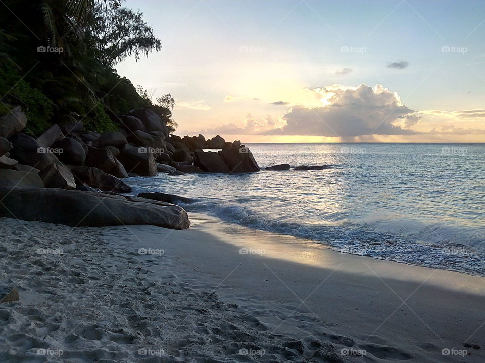 Seychelles - Island - Beach at sunset