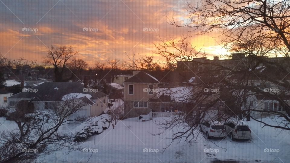 Sunset after snow storm