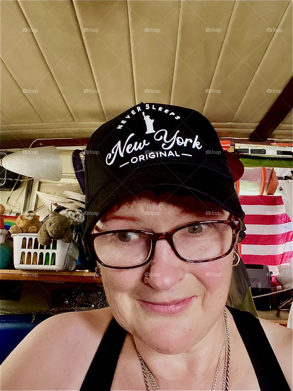 Since I am a “New York” ORIGINAL I bought this wonderful baseball cap. It also says “NEVER SLEEPS” which is hilarious and may be true for the city, I, “Petra Schiller” however get plenty of beauty rest whenever I can. 2023. Hypnotic Productions