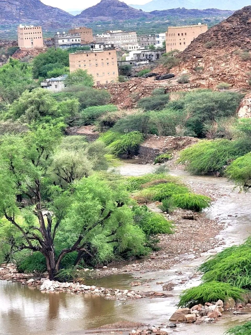 Glory be to God, the magnificent and picturesque view and the natural green trees are a view that is nothing more wonderful than it