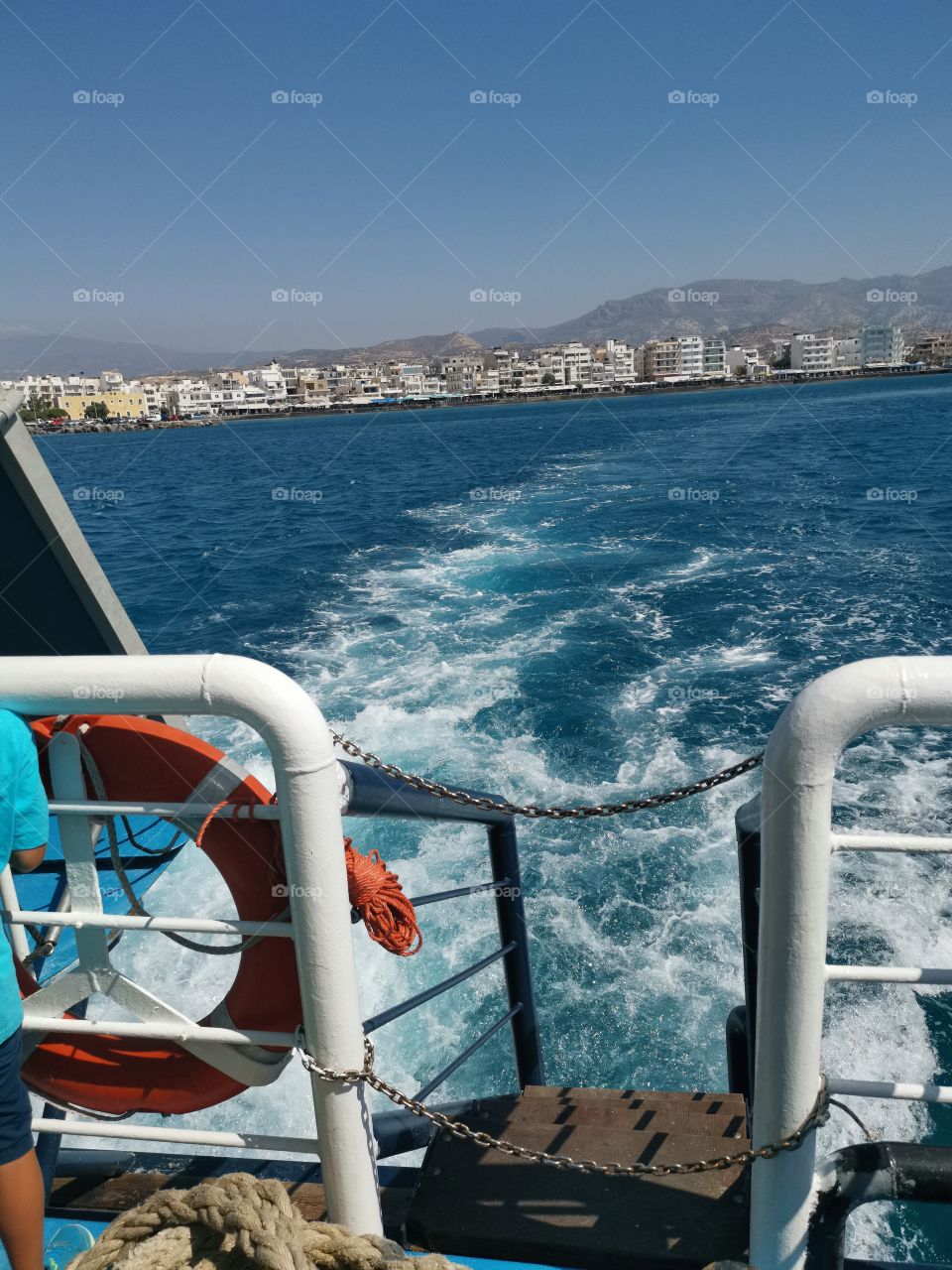 Ship traveling island Crete Greece