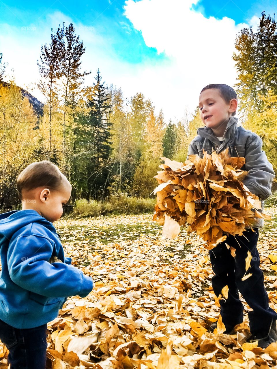 Here comes the leaf pile 