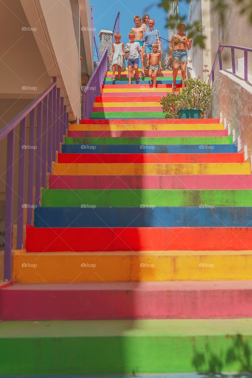 multicolored staircase